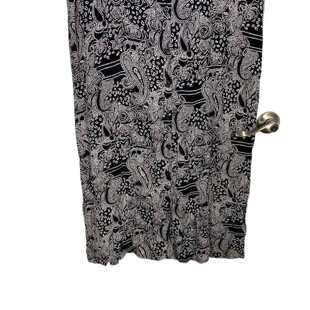 Endless Options Women's Plus size 2X black white Paisley Maxi  shirtdress - Picture 4 of 6